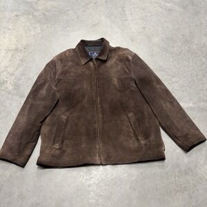 Newport‎ Harbor Men's Suede Shacket Jacket Coat Brown Full Zip Size XXL Vintage